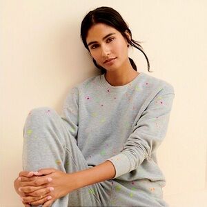 NEW SUNDRY OVERSIZED GRAY PAINT SPLATTERED SWEATSHIRT SIZE FITS S/M/L NWT